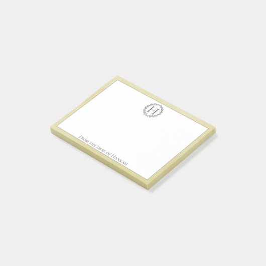 Geel monogram met opmerkingen na de opening post-it® notes (Schuin)