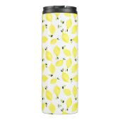 Geel Monogram + Naam op Waterverf Citroenpatroon Thermosbeker (Achterkant)