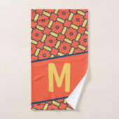 Geel Monogram Oranje geometrisch patroon Bad Handdoek (Handdoek)
