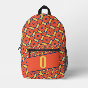 Geel Monogram Oranje geometrisch patroon Bedrukte Rugzak