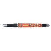Geel Monogram Oranje geometrisch patroon Pen (Voorkant)