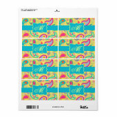 Geel monogram Turquoise Modern Pasley Pattern Etiket (Full Sheet)