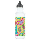 Geel monogram Turquoise Modern Pasley Pattern Waterfles (Rechts)