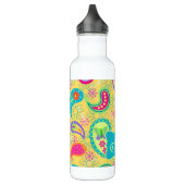 Geel monogram Turquoise Modern Pasley Pattern Waterfles (Links)