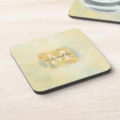 Geel monogram verf onderzetter (Linkerzijde)