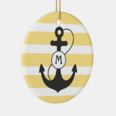 Geel monogram voor Nautical Anchor Keramisch Ornament (Rechts)