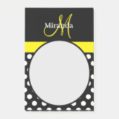 Geel Monogram Zwart Wit Polka Dot Post-it® Notes (Voorkant)