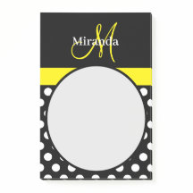 Geel Monogram Zwart Wit Polka Dot
