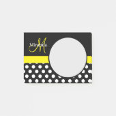 Geel Monogram Zwart Wit Polka Dot Post-it® Notes (Voorkant)
