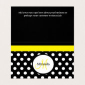 Geel Monogram Zwart Wit Polka Dot Visitekaartje (Binnenkant ongevouwen)