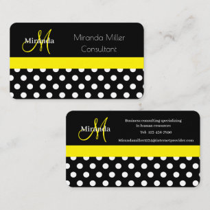 Geel Monogram Zwart Wit Polka Dot Visitekaartje