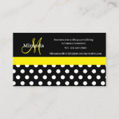 Geel Monogram Zwart Wit Polka Dot Visitekaartje (Achterkant)