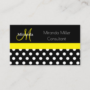 Geel Monogram Zwart Wit Polka Dot Visitekaartje
