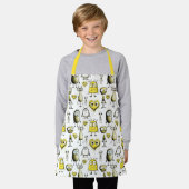 Geel monster kinder schort (Gedragen)