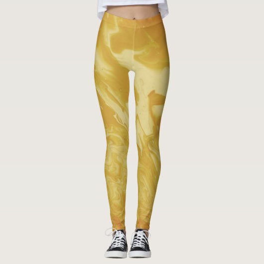 Geel mosterd abstract, modern trendy leggings (Voorkant)