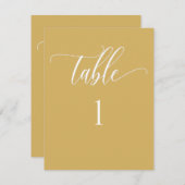 Geel Mosterd Modern Minimalistisch Tafelnummer (Voorkant / Achterkant)