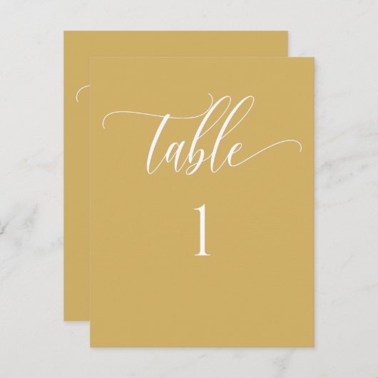 Geel Mosterd Modern Minimalistisch Tafelnummer (Voorkant / Achterkant)