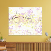 Geel Mosterd wiebelen lijnen en troebel sinaasappe Canvas Afdruk (Insitu (Woonkamer))