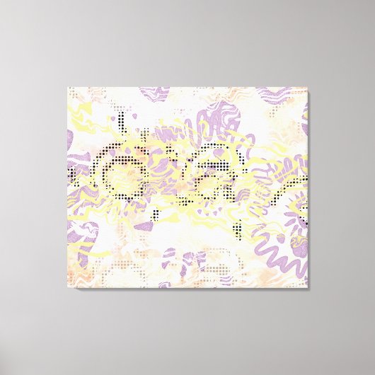 Geel Mosterd wiebelen lijnen en troebel sinaasappe Canvas Afdruk (Voorkant)