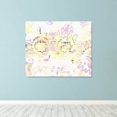 Geel Mosterd wiebelen lijnen en troebel sinaasappe Canvas Afdruk (Insitu (Houten vloer))