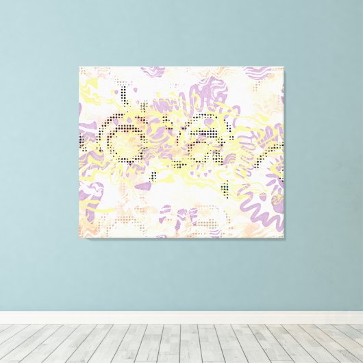 Geel Mosterd wiebelen lijnen en troebel sinaasappe Canvas Afdruk (Insitu (Houten vloer))