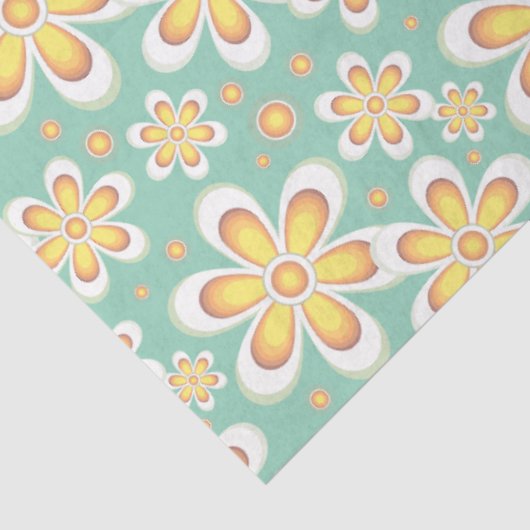 geel motief bloem tissue papier (Detail)