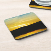 Geel Mt Lake Sunset Bier Onderzetter (Linkerzijde)