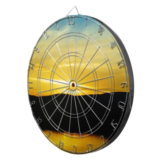 Geel Mt Lake Sunset Dartbord (Voorkant Rechts)