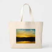 Geel Mt Lake Sunset Grote Tote Bag (Voorkant)