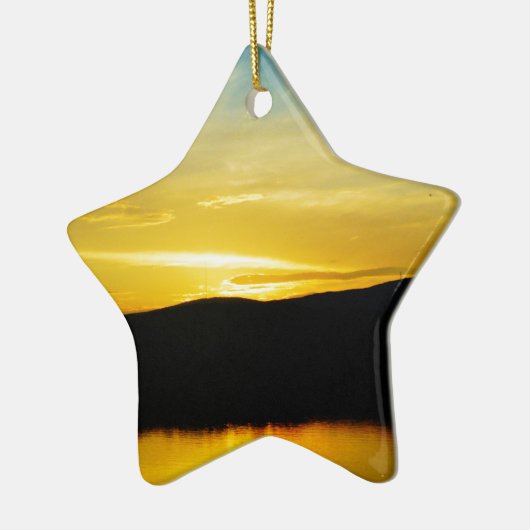 Geel Mt Lake Sunset Keramisch Ornament (Links)