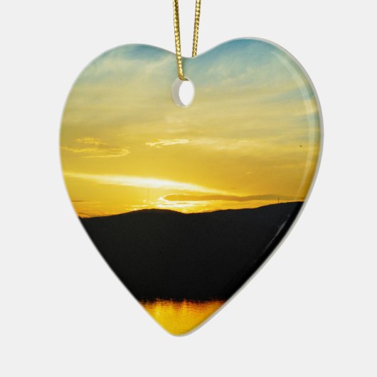 Geel Mt Lake Sunset Keramisch Ornament (Links)