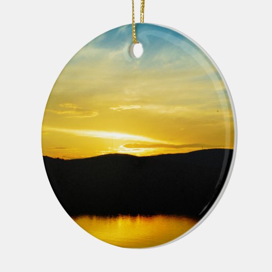 Geel Mt Lake Sunset Keramisch Ornament (Links)