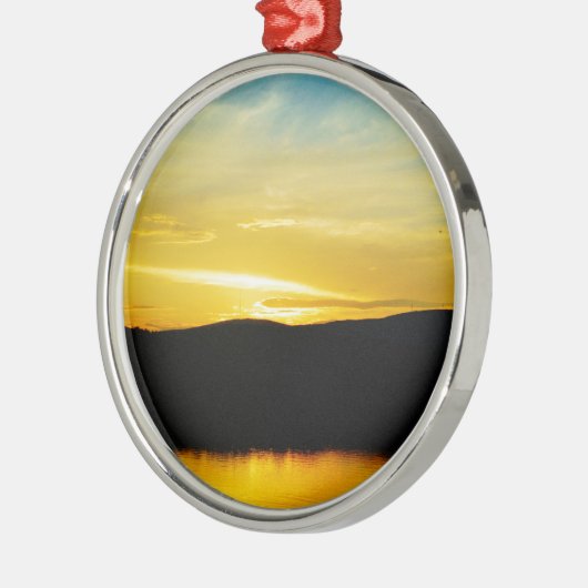 Geel Mt Lake Sunset Metalen Ornament (Links)