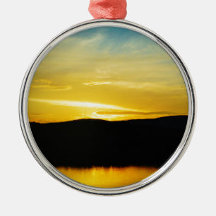 Geel Mt Lake Sunset Metalen Ornament
