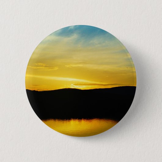 Geel Mt Lake Sunset Ronde Button 5,7 Cm (Voorkant)