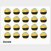 Geel Mt Lake Sunset Ronde Sticker (Vel)