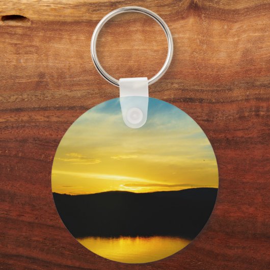 Geel Mt Lake Sunset Sleutelhanger (Voorkant)