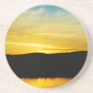 Geel Mt Lake Sunset Zandsteen Onderzetter