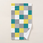 Geel, munt, wit en grijs vierkantjes (cheques) bad handdoek (Handdoek)