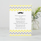 Geel Mustache Baby shower nodigt uit Kaart (Staand voorkant)