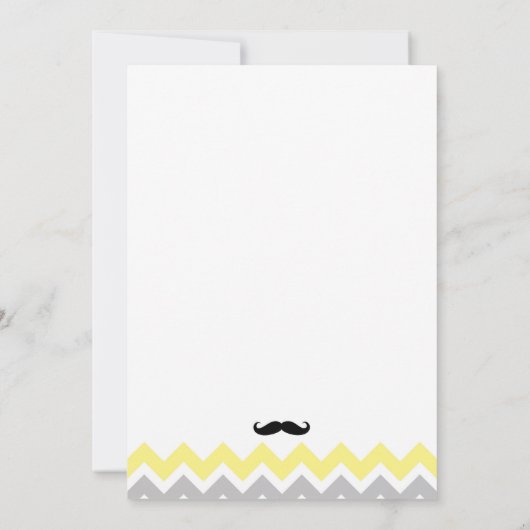 Geel Mustache Baby shower nodigt uit Kaart (Achterkant)