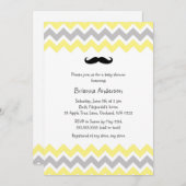 Geel Mustache Baby shower nodigt uit Kaart (Voorkant / Achterkant)