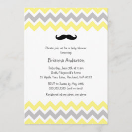 Geel Mustache Baby shower nodigt uit Kaart