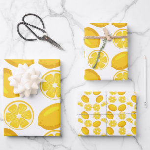 Geel naadloos Lemon-patroon Inpakpapier Vel