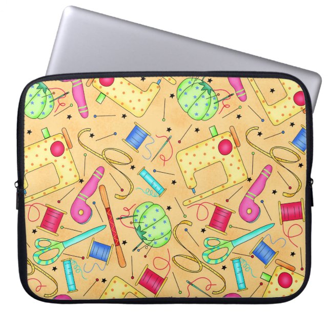 Geel naaien Notities Laptop Mouw Laptop Sleeve (Voorkant)