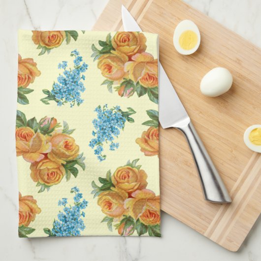 Geel nam de Blauwe Handdoek van het Patroon van Bl (Quarter Fold)