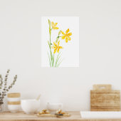 geel narcissen waterverf schilderend poster (Keuken)