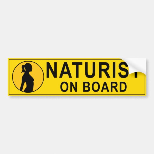 Geel, Naturist aan boord Bumpersticker (Voorkant)