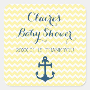 Geel Nautisch Baby shower Favor Stickers