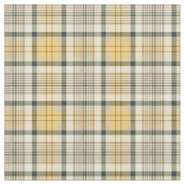 Geel, Navy Blue en Ivory Plaid Stof